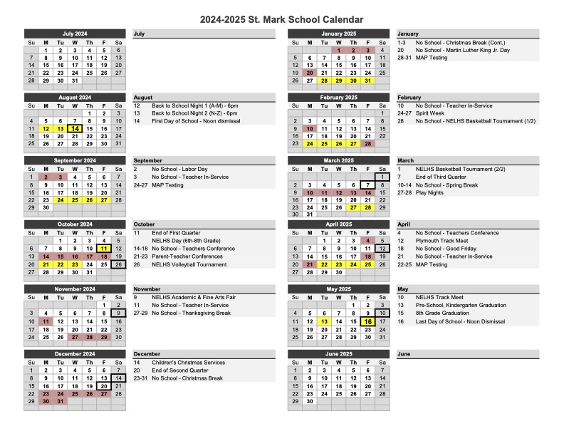 2024-2025 School Calendar